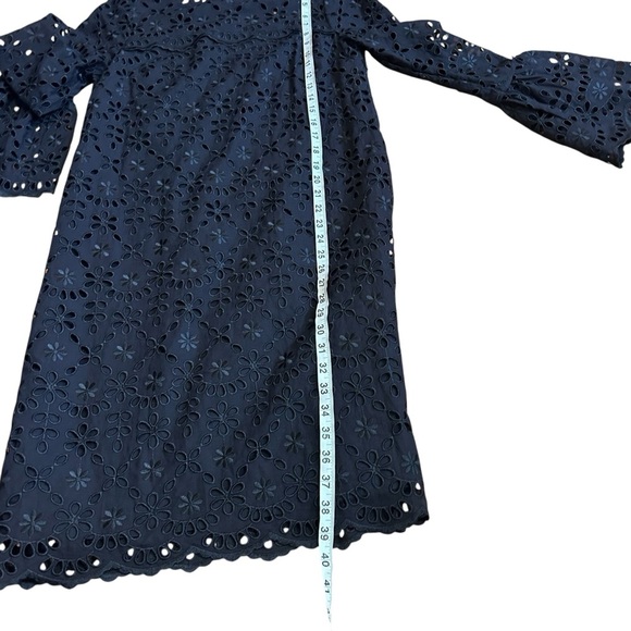 J Crew Bell Sleeve Dress in Embroidered Eyelet Black- Size 4T - Picture 10 of 16